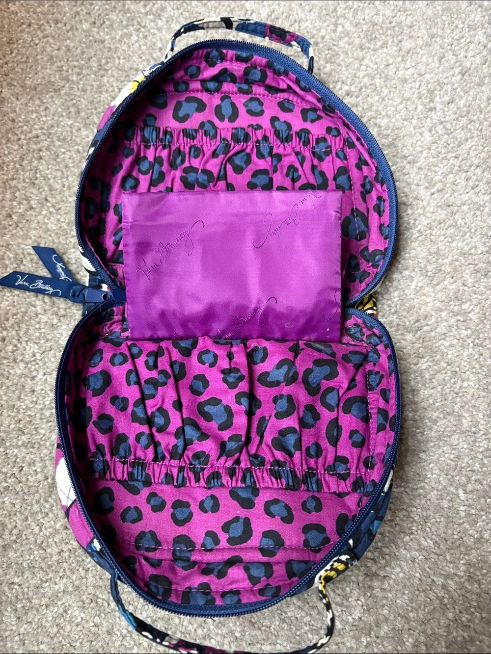 Vera Bradley African Violet Floral Quilted Jewelry Bag